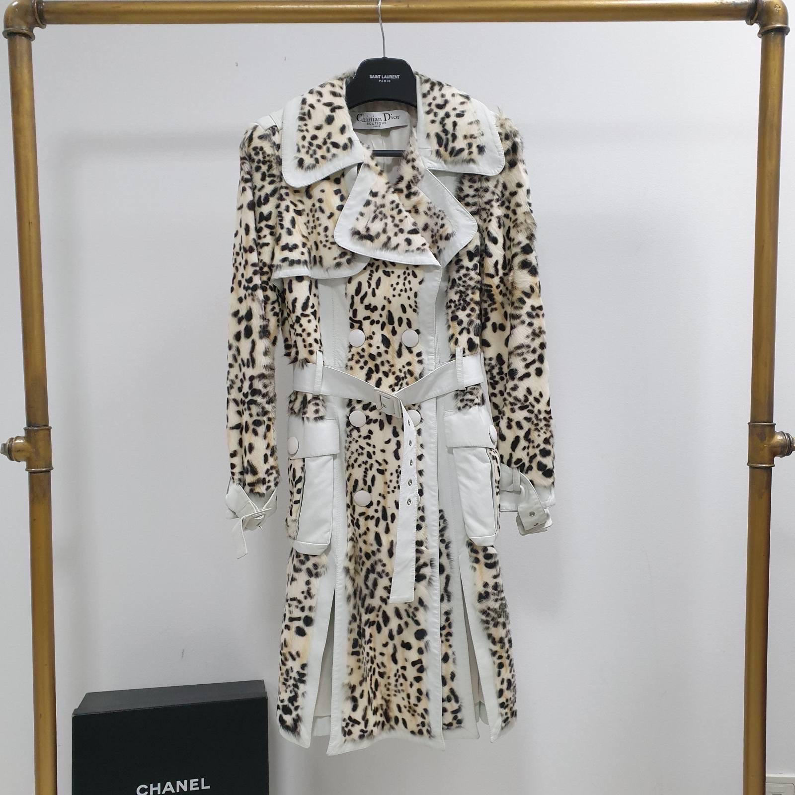 Women's Christian Dior Leather and Goat Fur Coat