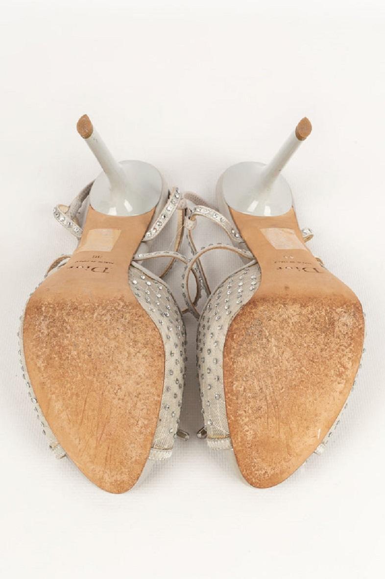 Chaussures à talons Christian Dior en cuir et soie grise, taille 36 en vente 2