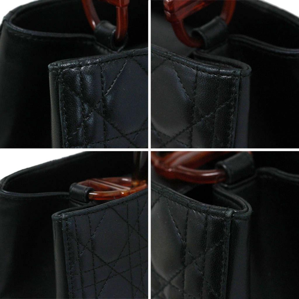 Christian Dior Leder Cannage Vintage Tote Bag mit Schildpatt Henkel für Damen oder Herren