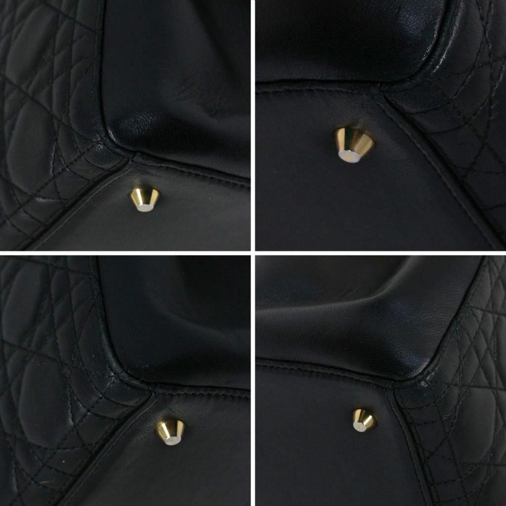 Christian Dior Leder Cannage Vintage Tote Bag mit Schildpatt Henkel 1
