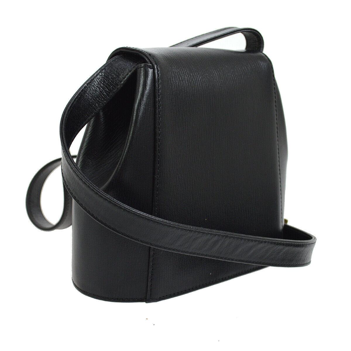 Black Christian Dior Leather Gold 2 in 1 Small Top Handle Satchel Flap Shoulder Bag