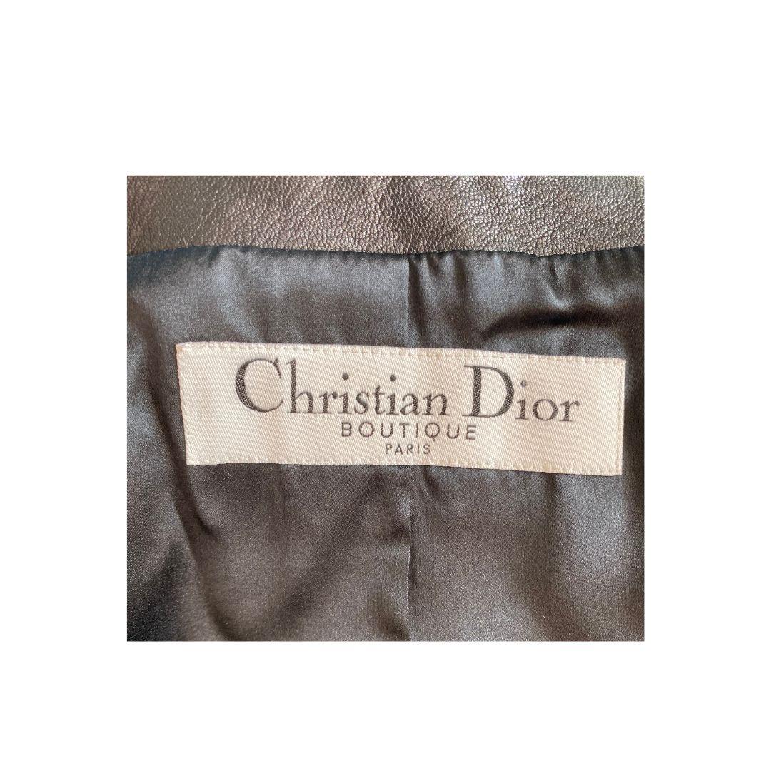 Women's Christian Dior Leather Jacket with Fox Fur Sleeves Fall 2004 Size 38FR For Sale