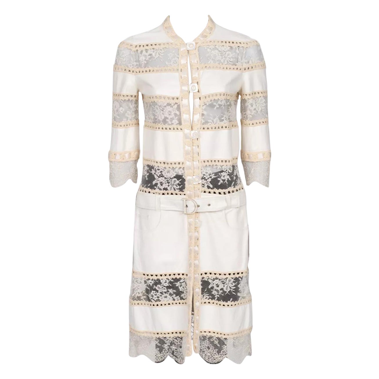 Christian Dior Cardigan in pelle e pizzo Galliano 2005 Sz.38