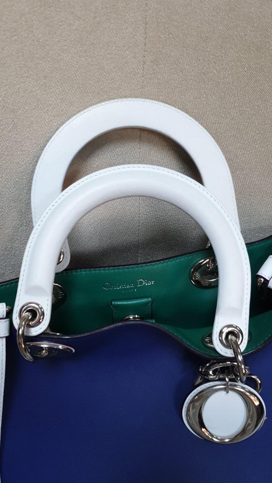 Christian Dior Leder Navy/Weiß Medium Diorissimo Tote im Angebot 10