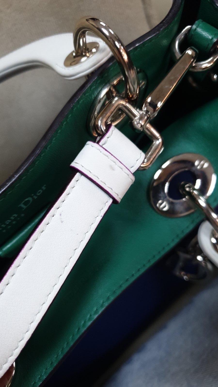 Christian Dior Leder Navy/Weiß Medium Diorissimo Tote für Damen oder Herren im Angebot