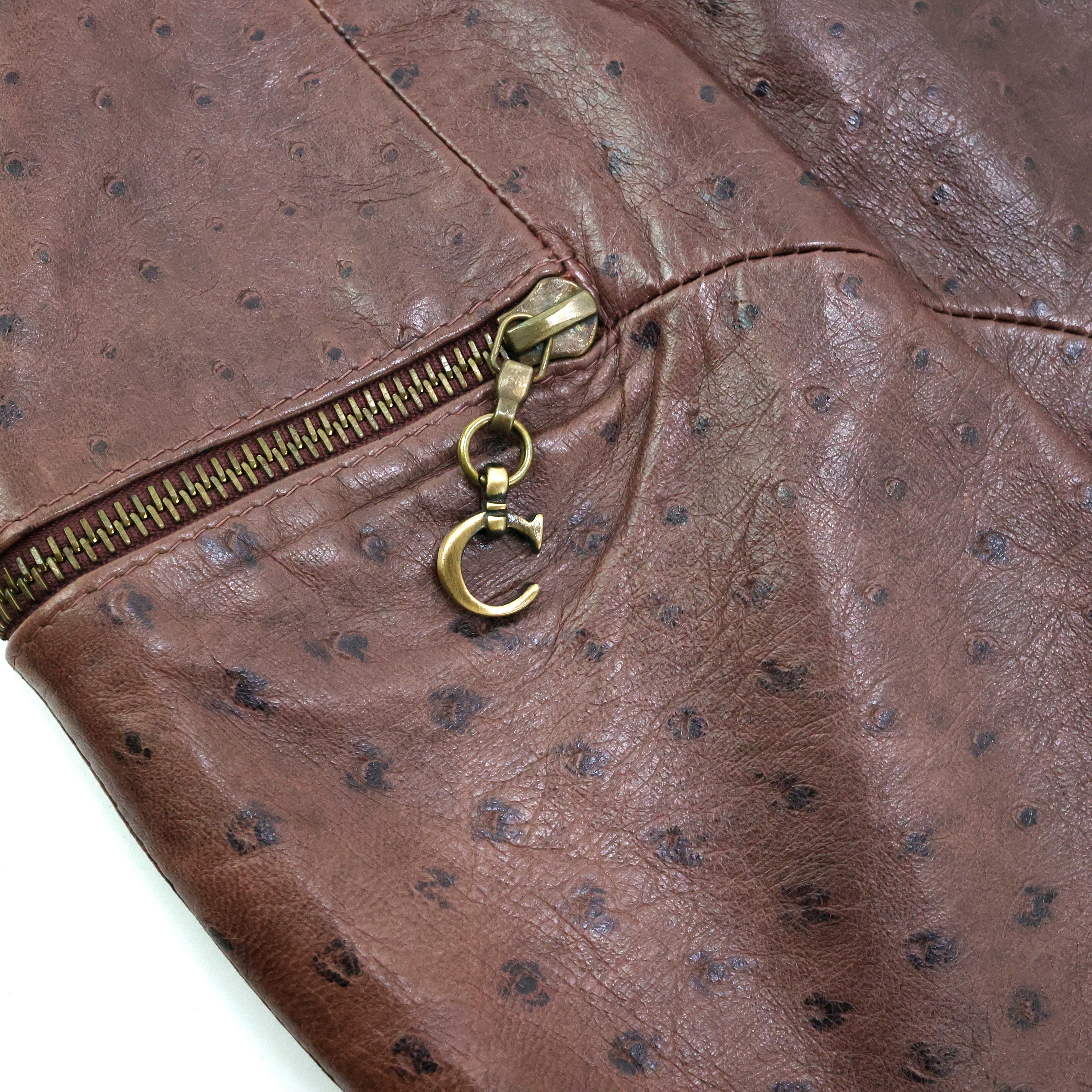 Christian Dior Leather skirt Ostrich print In Excellent Condition For Sale In Bressanone, Trentino-Alto Adige