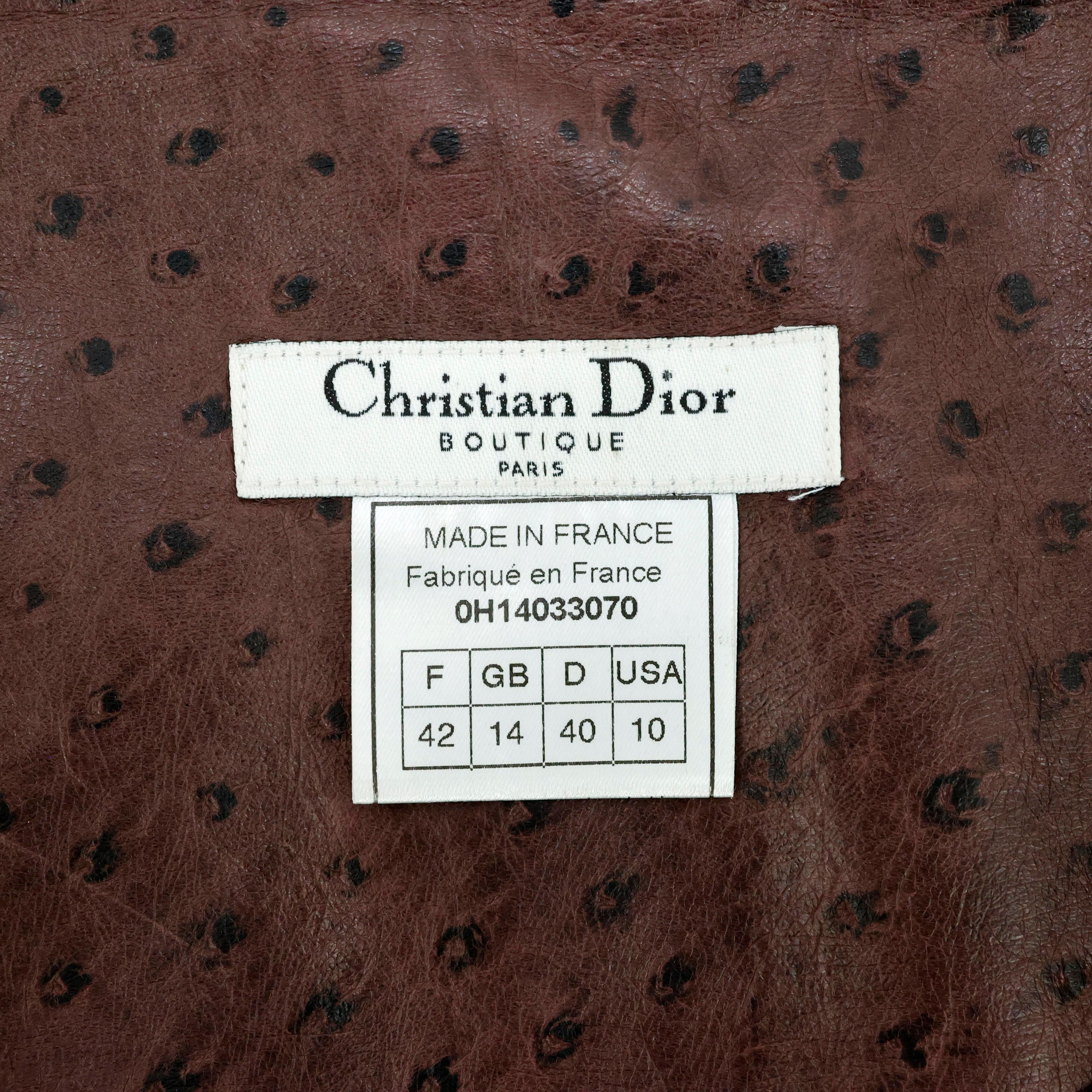 Christian Dior Leather skirt Ostrich print For Sale 1