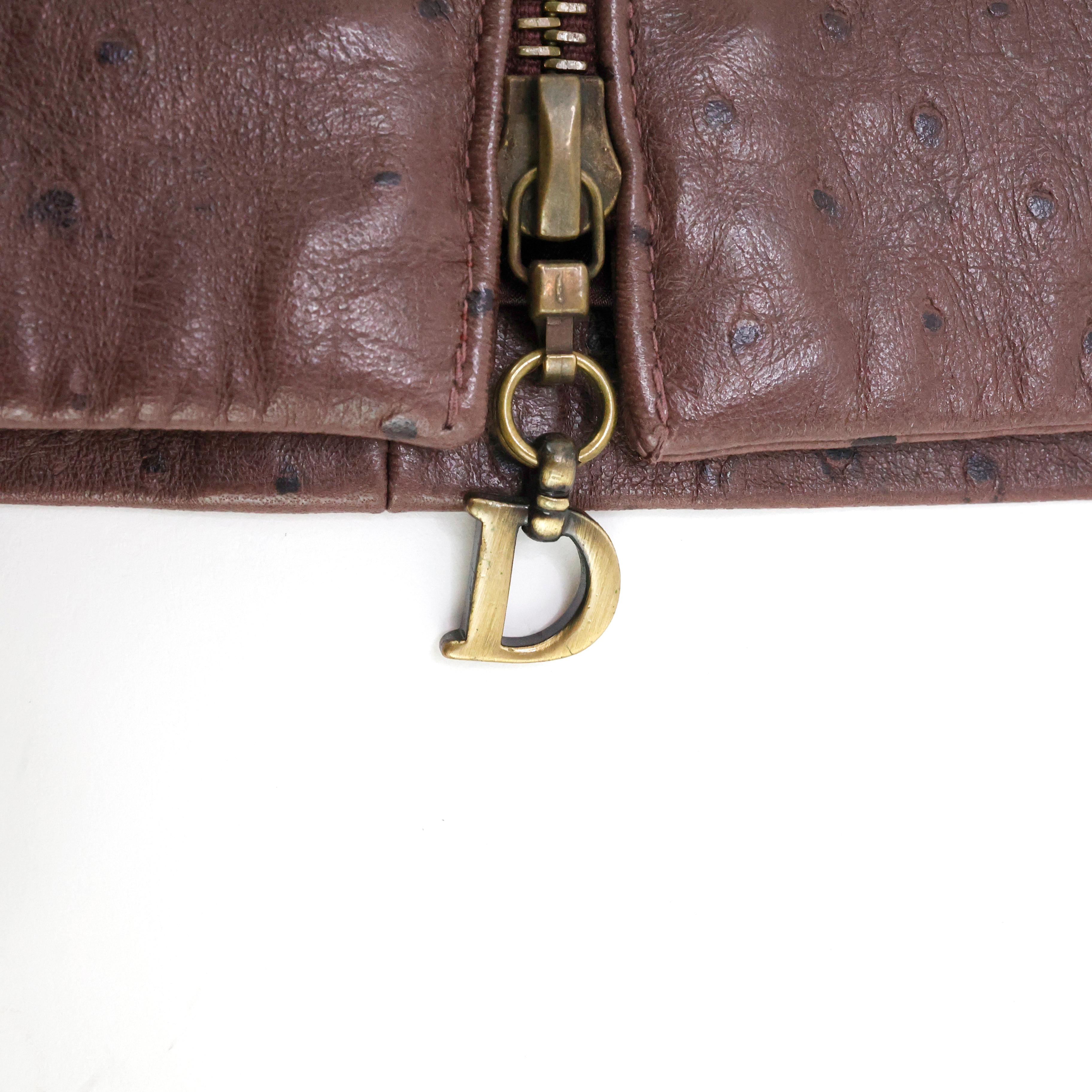 Christian Dior Leather skirt Ostrich print For Sale 1