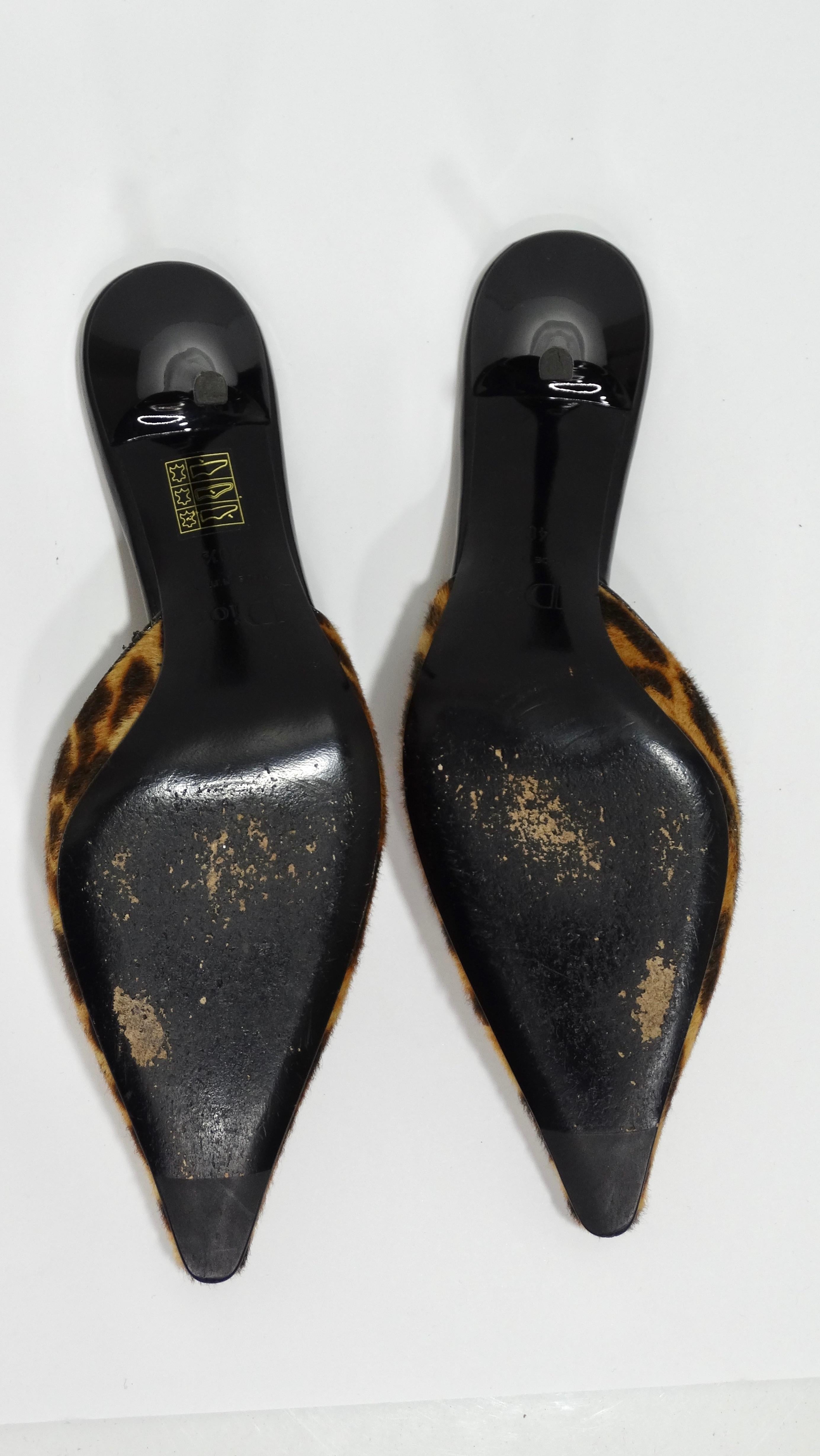 Women's Christian Dior Leopard Dice Pointed Mules