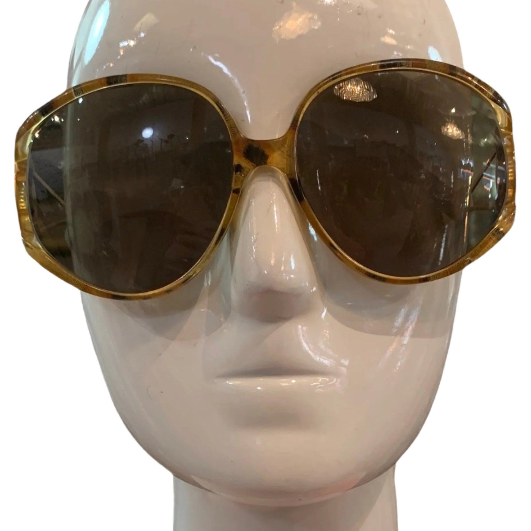 Christian Dior Leopard Oversized Sunglasses, 1980s In Excellent Condition For Sale In Los Angeles, CA