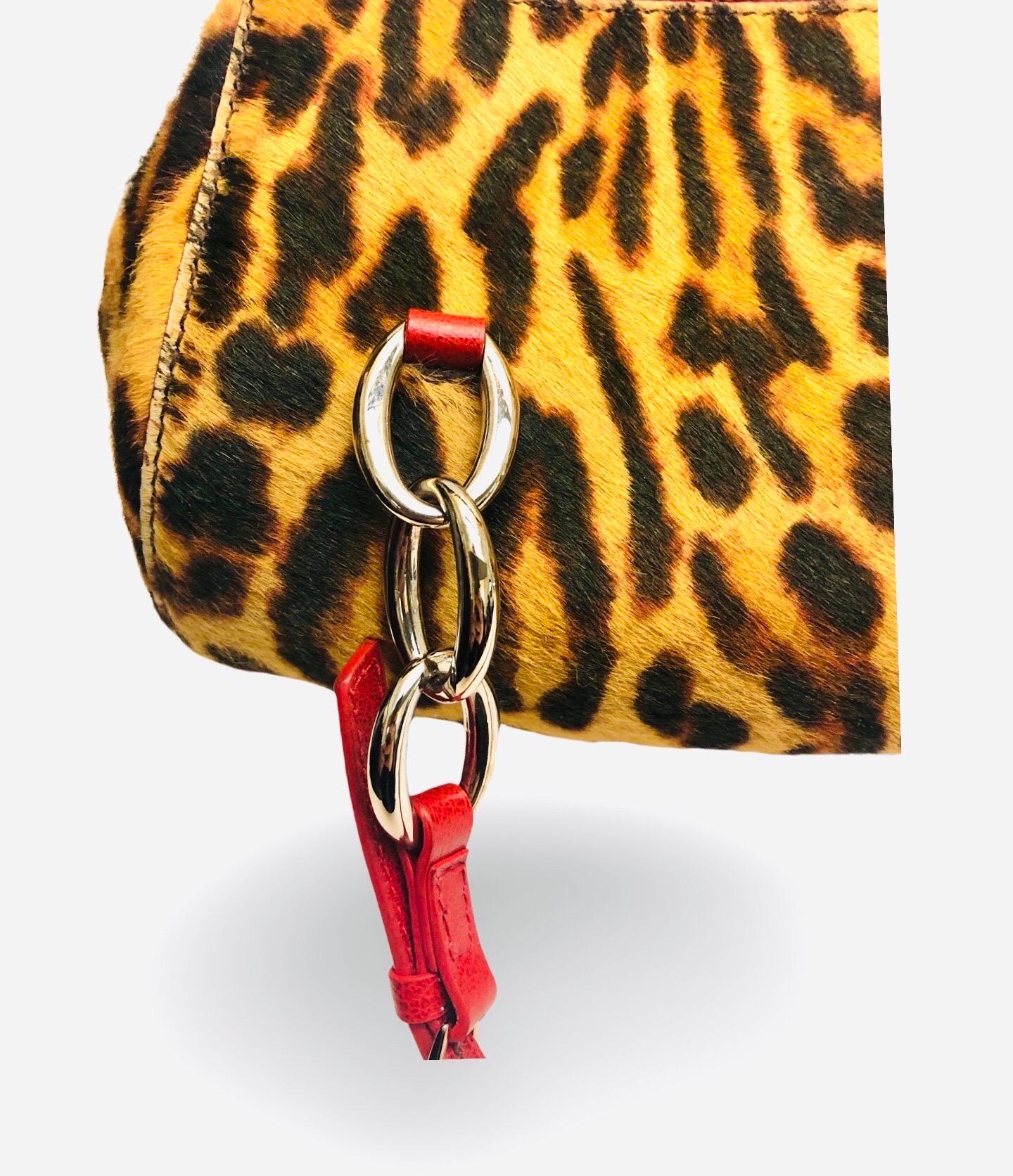 Women's or Men's Christian Dior Leopard Print Horse Hair Handbag For Sale