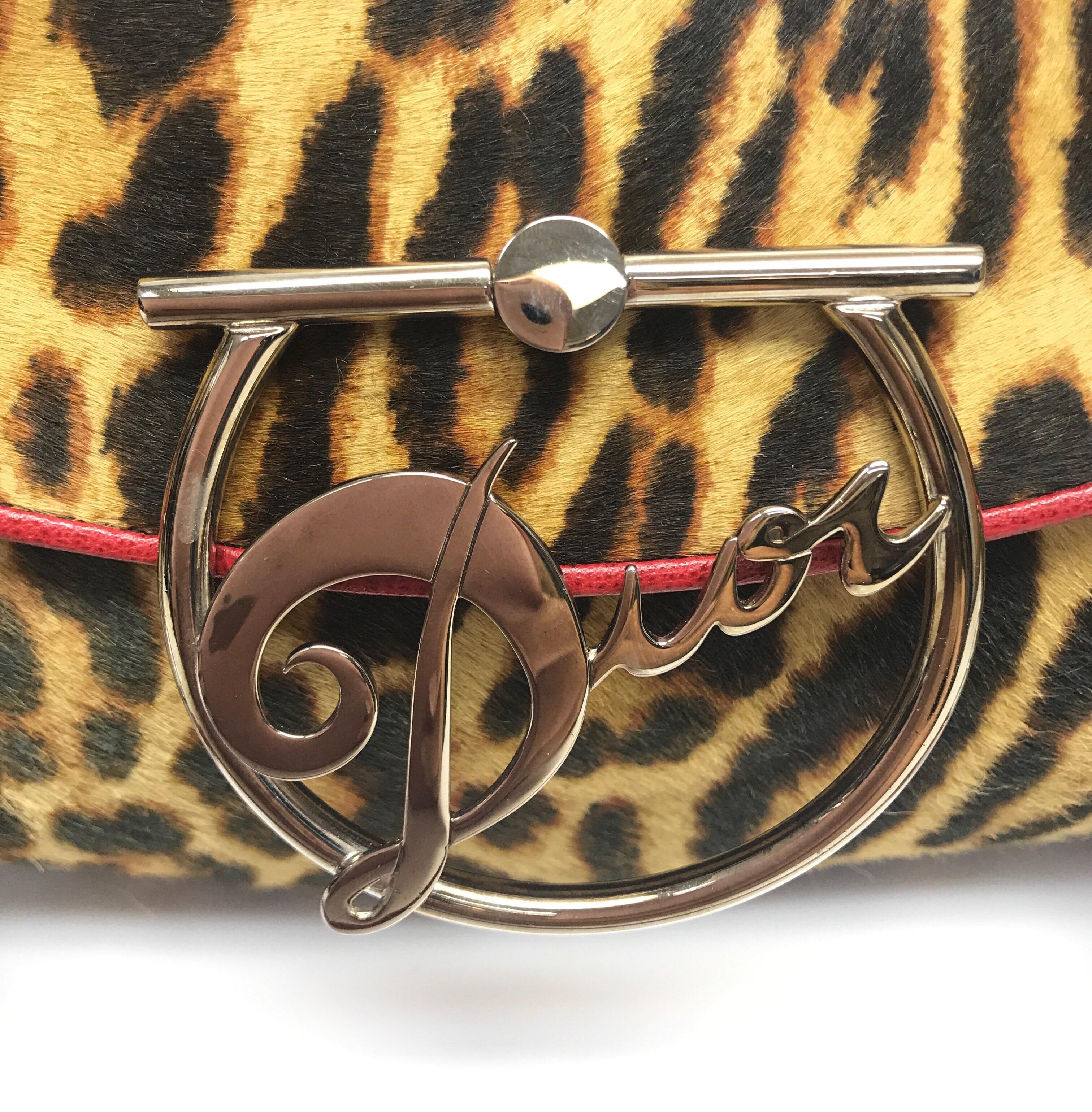  Christian Dior - Sac à main en poils de poney imprimé léopard Pour femmes 