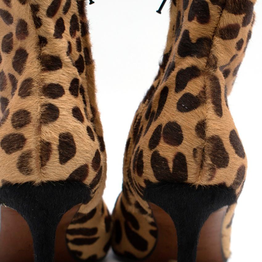 Christian Dior Leopard Print Ponyhair Ankle Boots US 10 In Good Condition In London, GB