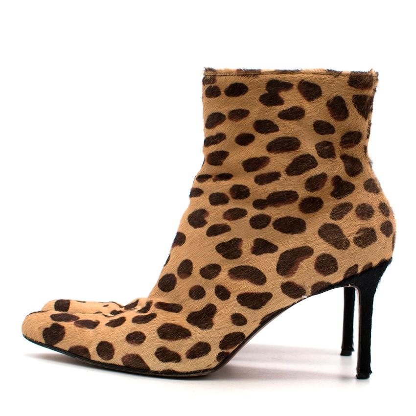 Women's Christian Dior Leopard Print Ponyhair Ankle Boots US 10
