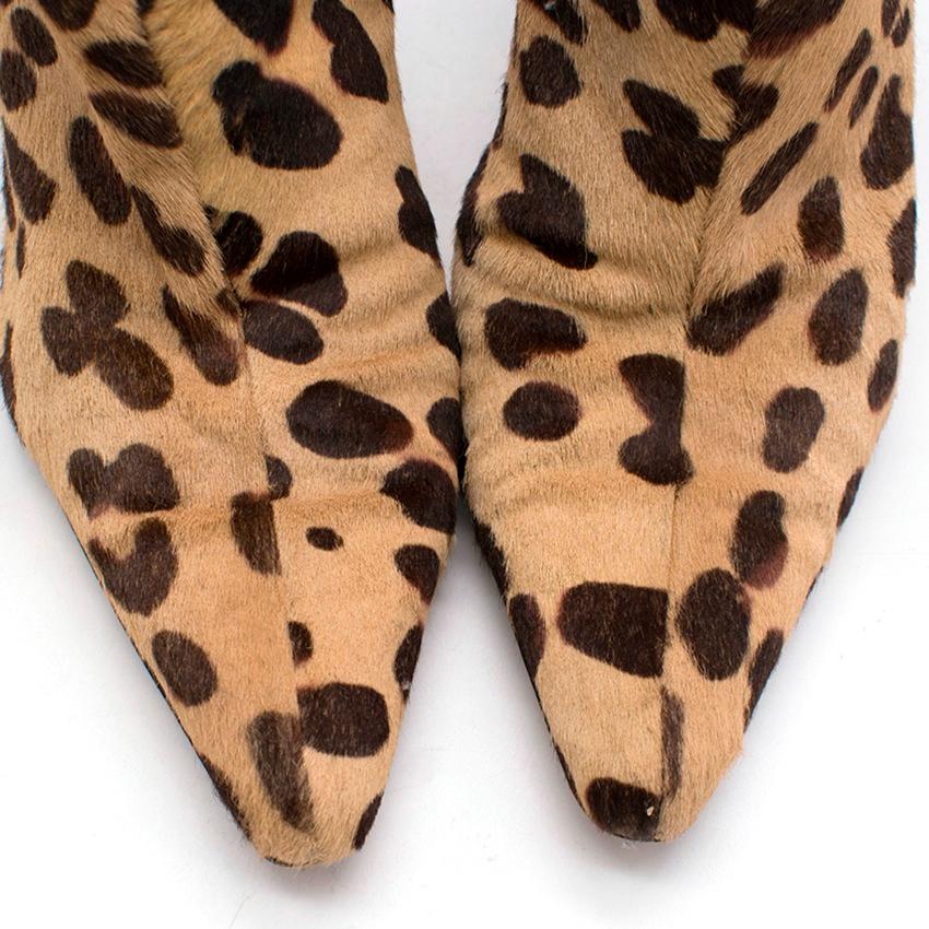 Christian Dior Leopard Print Ponyhair Ankle Boots US 10 1