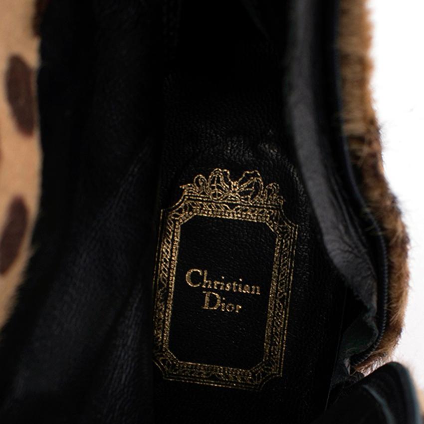 Christian Dior Leopard Print Ponyhair Ankle Boots US 10 3