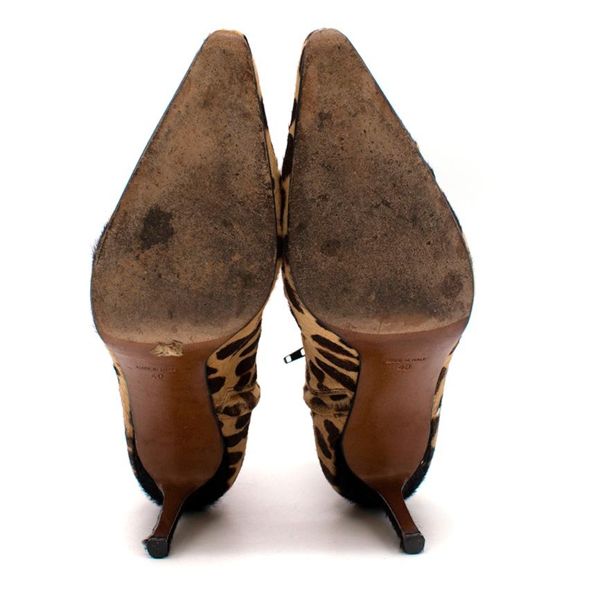 Christian Dior Leopard Print Ponyhair Ankle Boots US 10 4