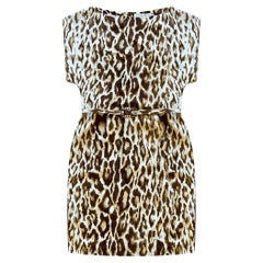 CHRISTIAN DIOR LEOPARD SILK MINI DRESS Sz It 40