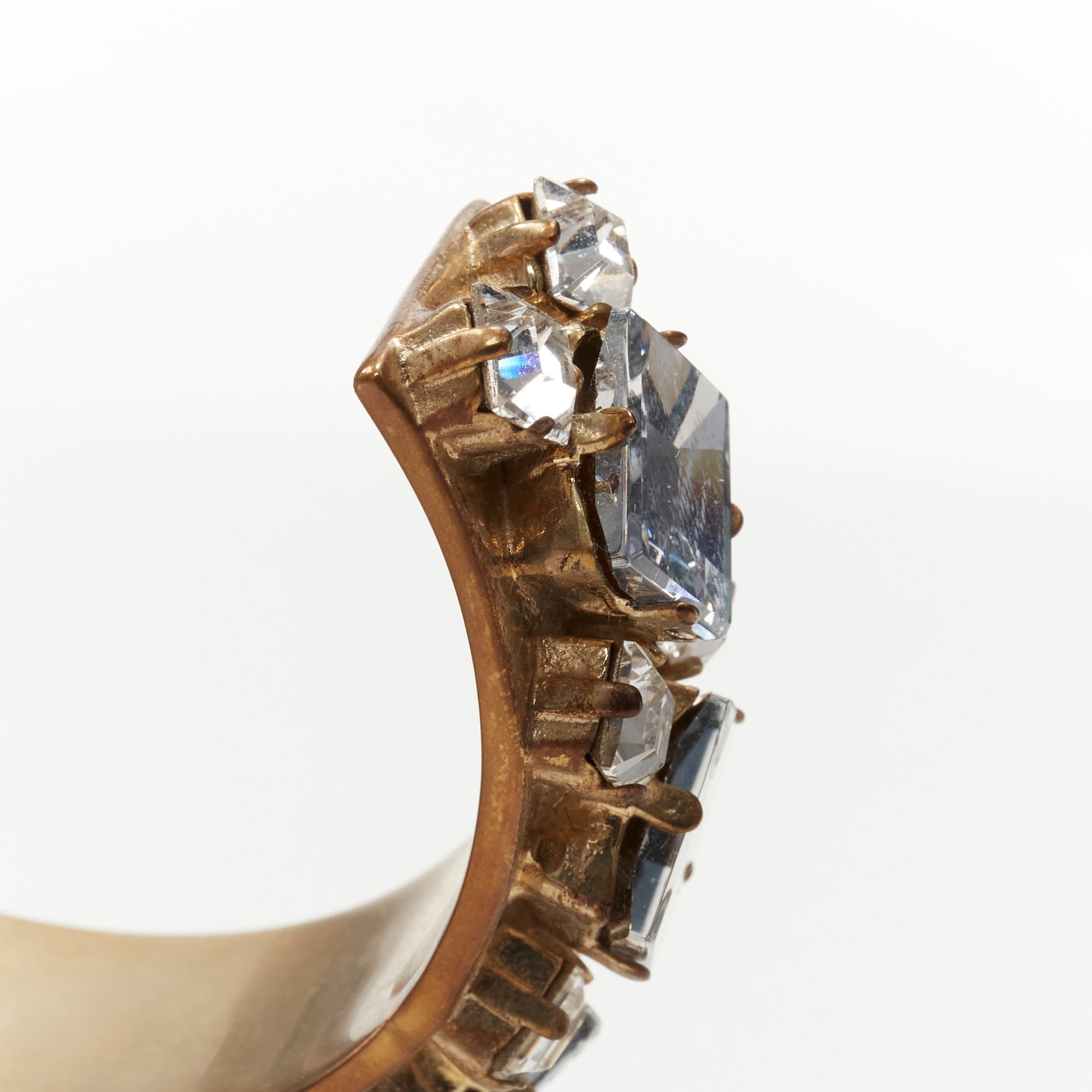 CHRISTIAN DIOR Bracelet manchette bleu clair à bijoux en cristal carré et or, taille M Pour femmes en vente