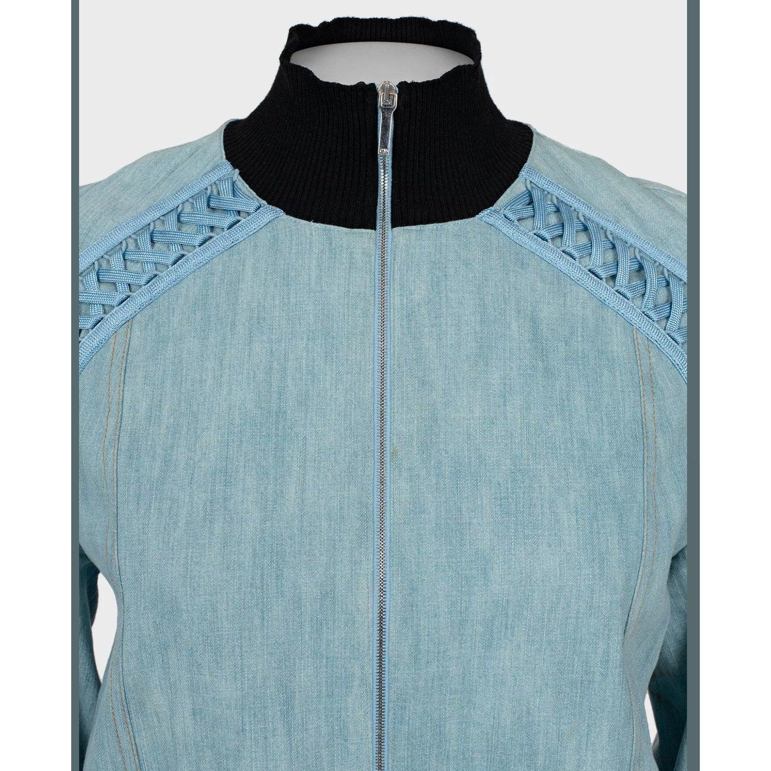 Christian Dior Veste en coton bleu ciel - Taille 40 Excellent état - En vente à Krakow, PL