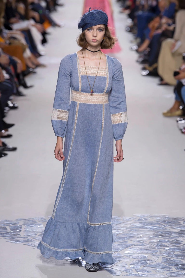 Fashion Christian Dior Blue Dress Chanel 5K$ Iconic Dior Dress