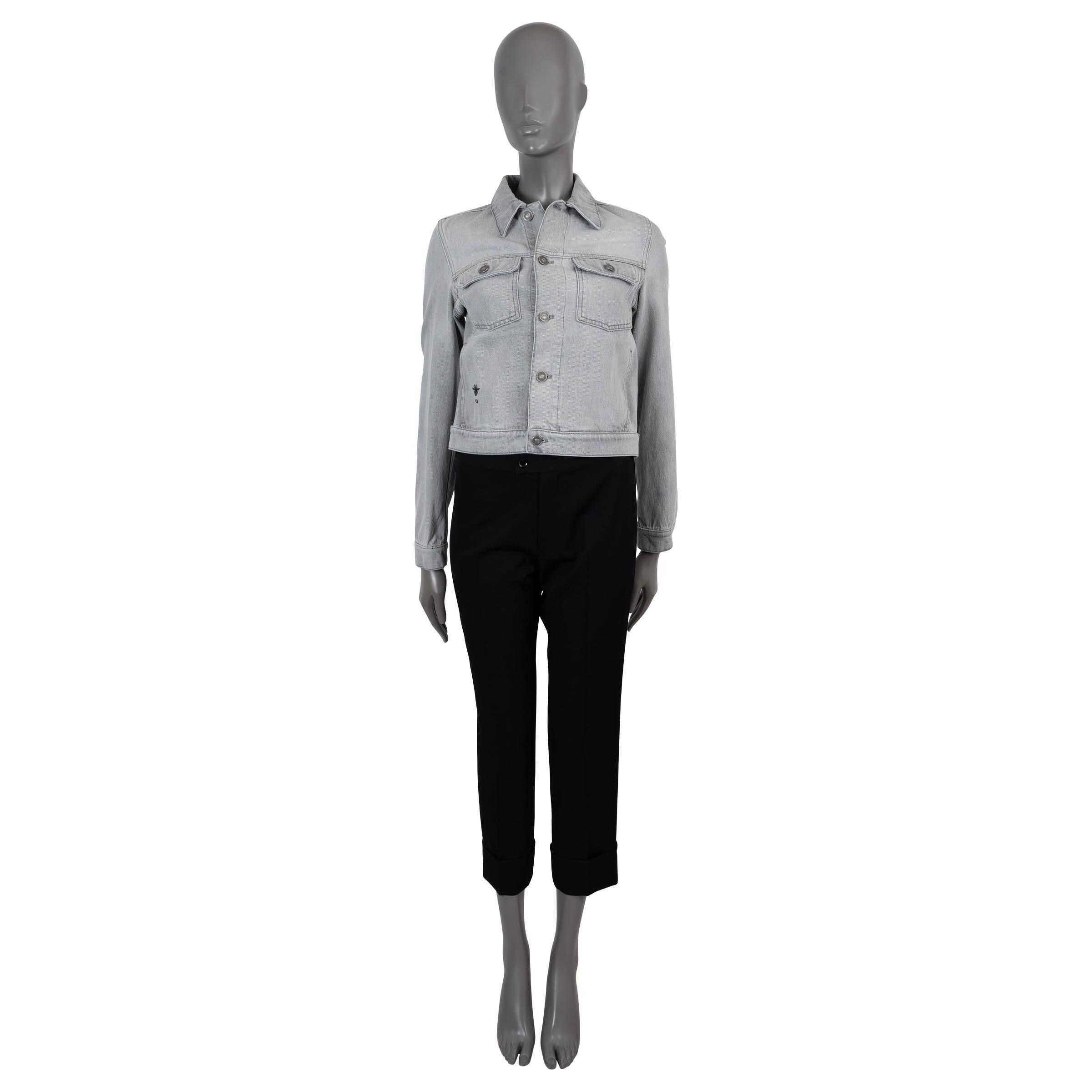 Women's CHRISTIAN DIOR light grey cotton 2021 WASHED DENIM Jacket 34 XXS For Sale