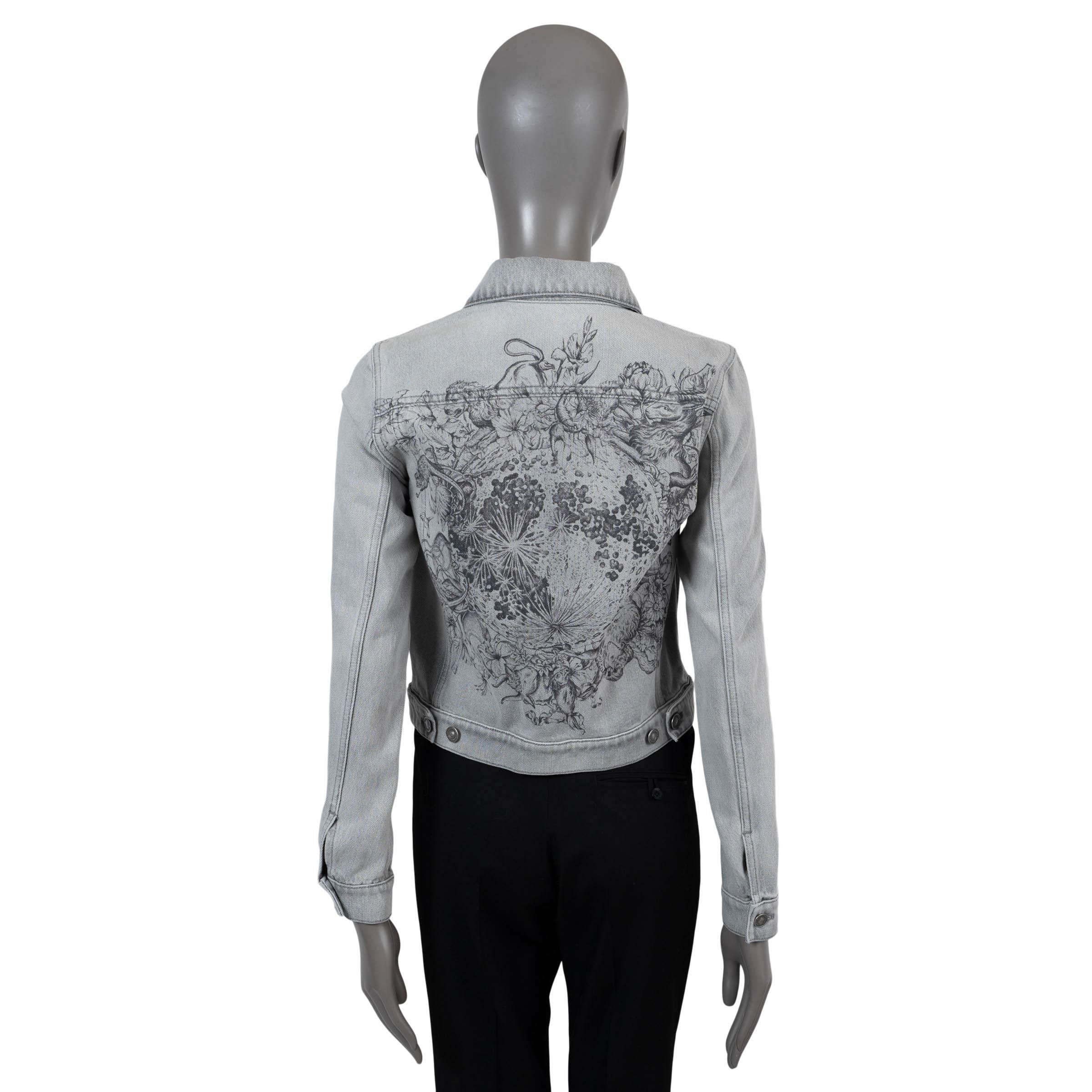 Gray CHRISTIAN DIOR light grey cotton 2021 WASHED DENIM Jacket 36 XS For Sale