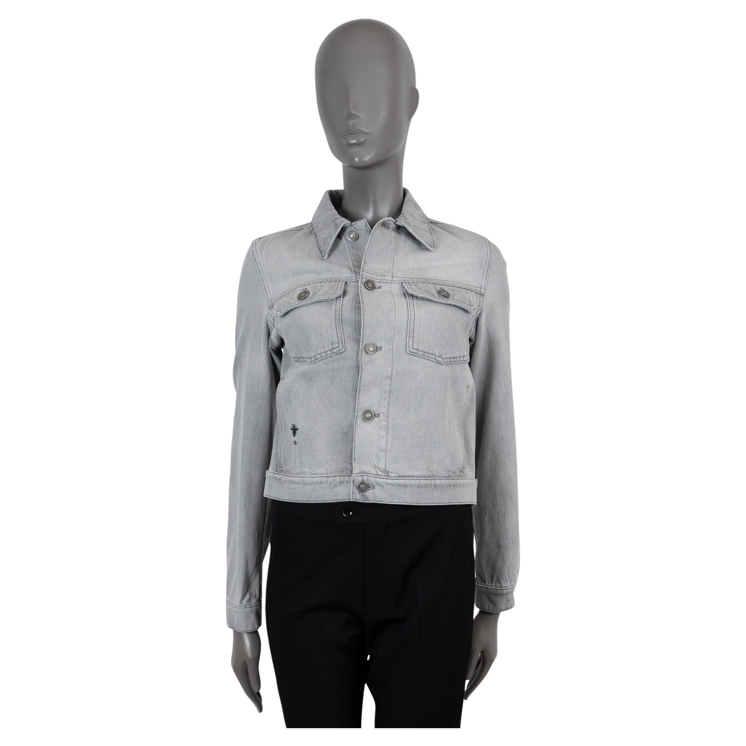 CHRISTIAN DIOR light grey cotton 2021 WASHED DENIM Jacket 36 XS For Sale