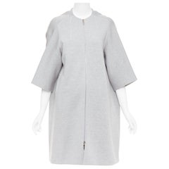 CHRISTIAN DIOR light grey wool blend jersey cocoon half sleeve coat FR36 S