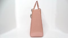 Christian Dior Light Pink Patent Cannage Large Lady Dior Handbag