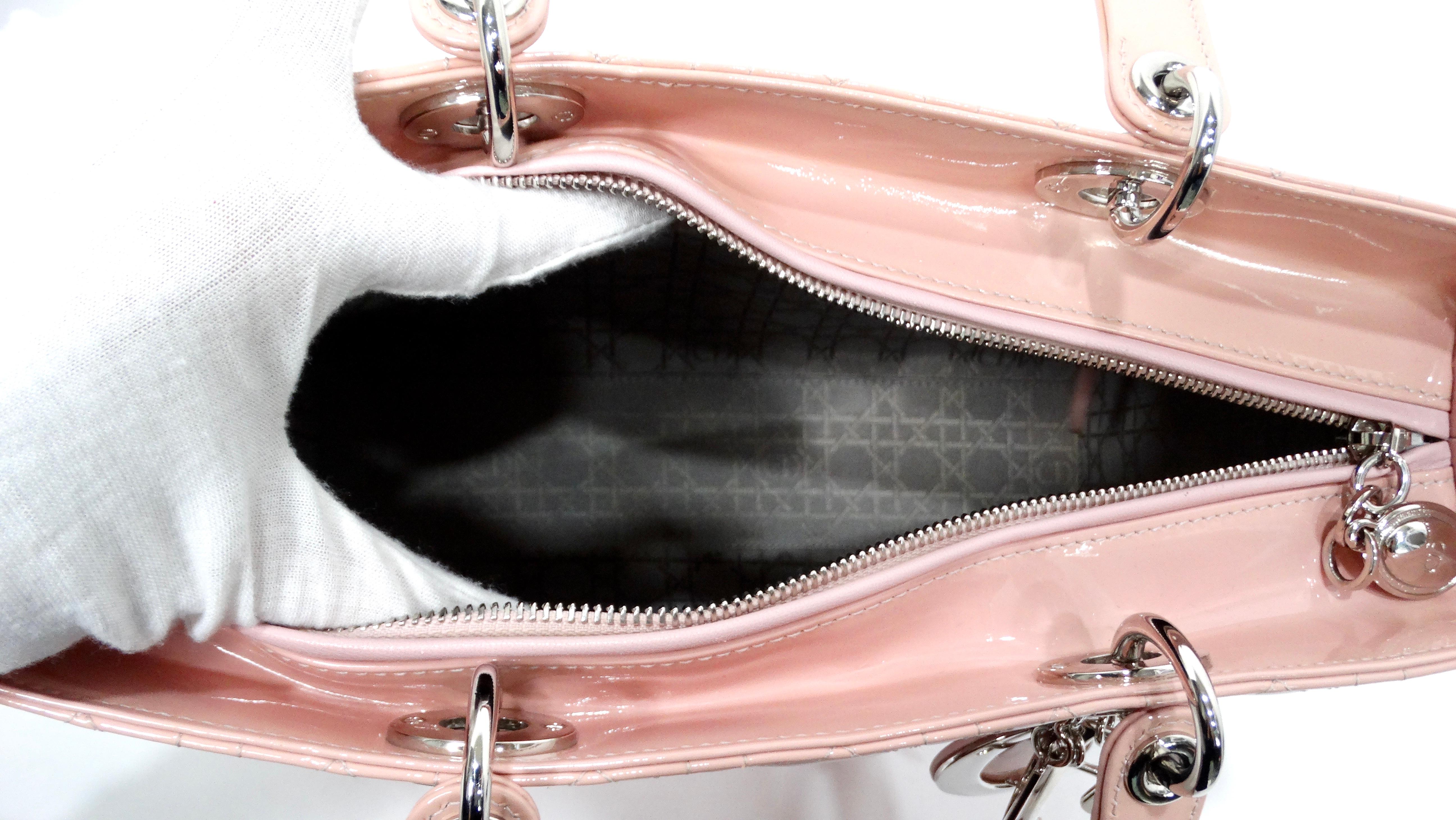 Christian Dior Light Pink Patent Cannage Large Lady Dior Handbag in vendita 4
