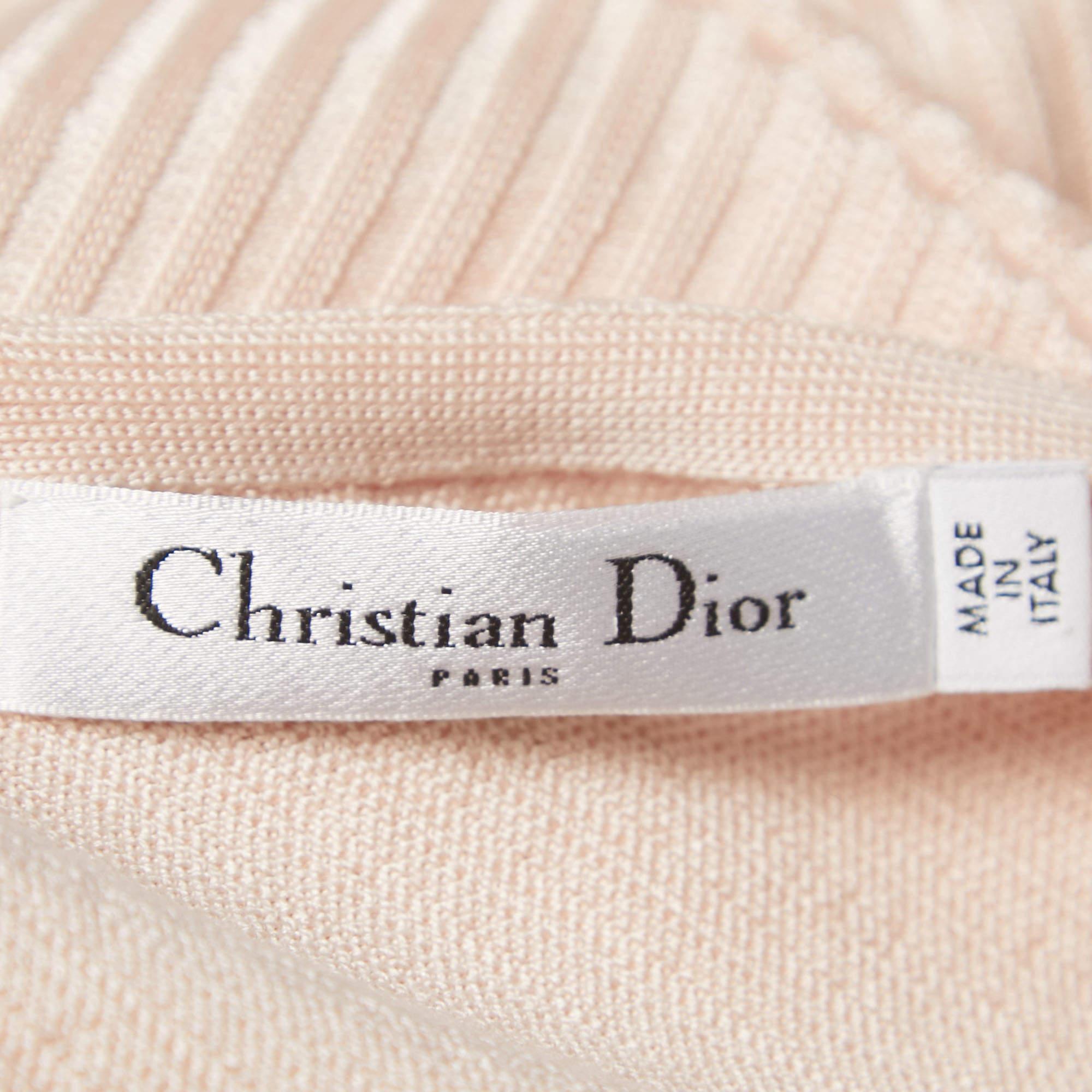 Women's Christian Dior Light Pink Rib Knit Peplum Top S