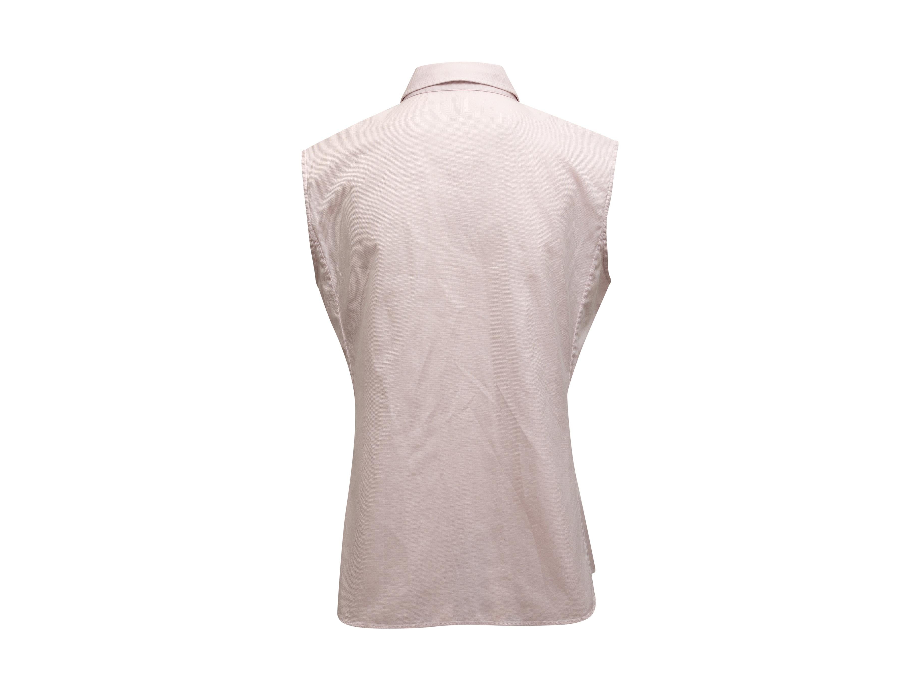 Christian Dior Light Pink Sleeveless Button-Up Top In Good Condition In New York, NY