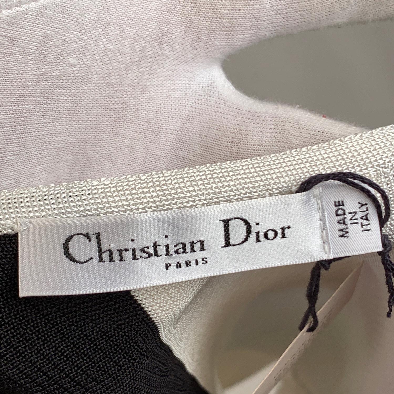 Christian Dior Light Weight Knit Color Block Asymmetric Top Size S  3