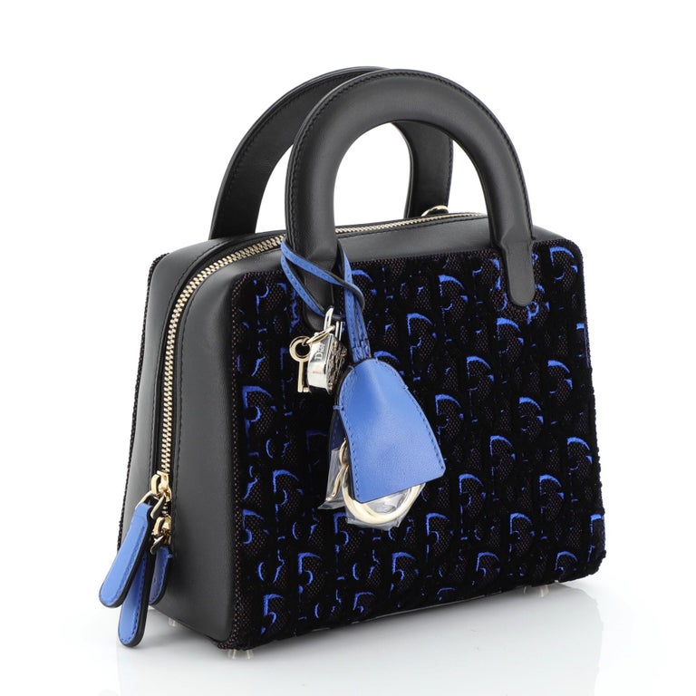 Christian Dior Lily Bowling Bag Oblique Velvet and Canvas Mini at 1stDibs