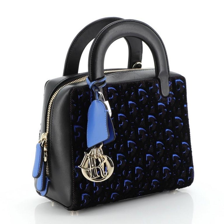 Christian Dior Lily Bowling Bag Oblique Velvet and Canvas Mini at