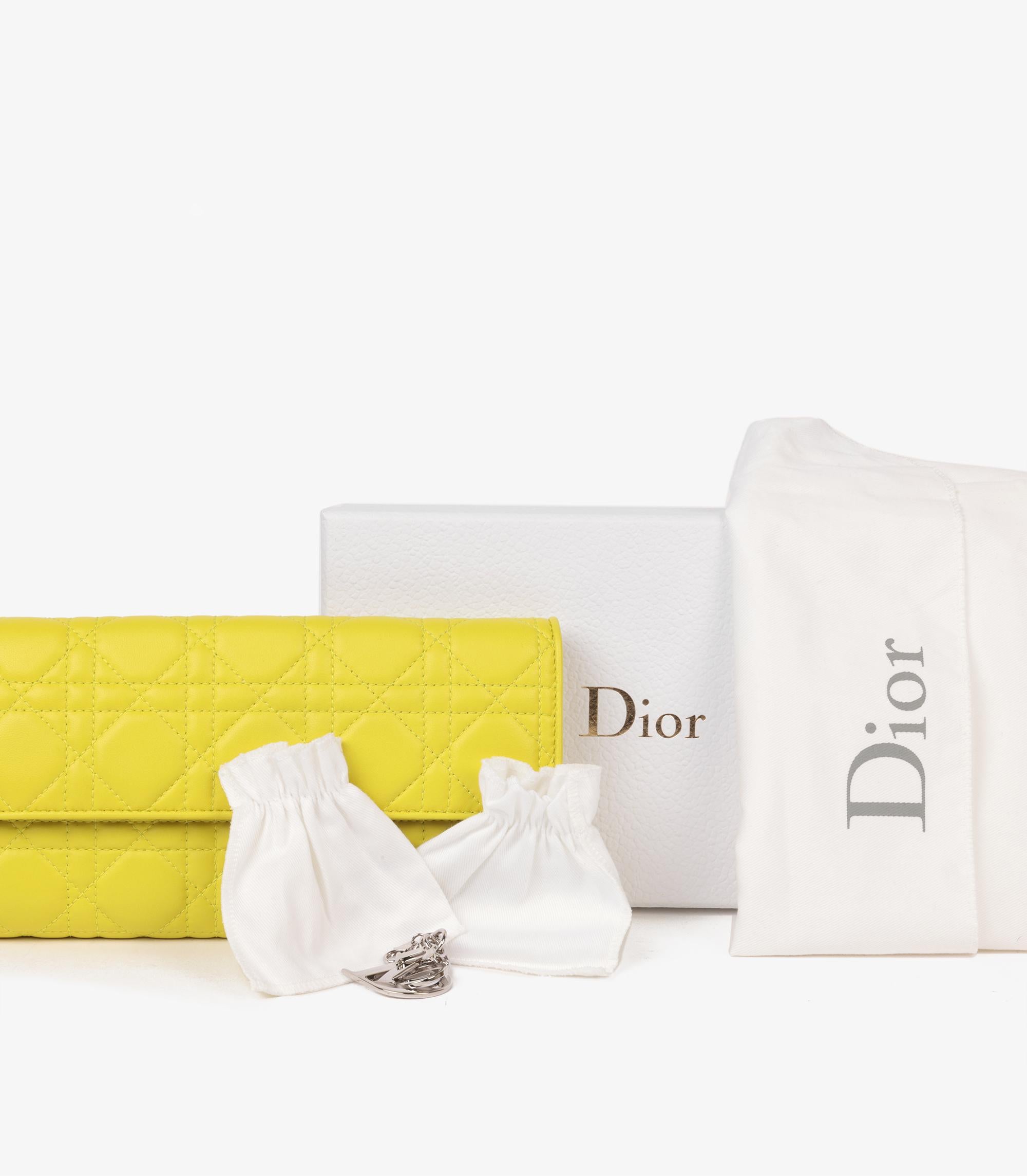 Christian Dior Lime Cannage Quilted Lambskin Lady Dior Wallet-on-Chain 5
