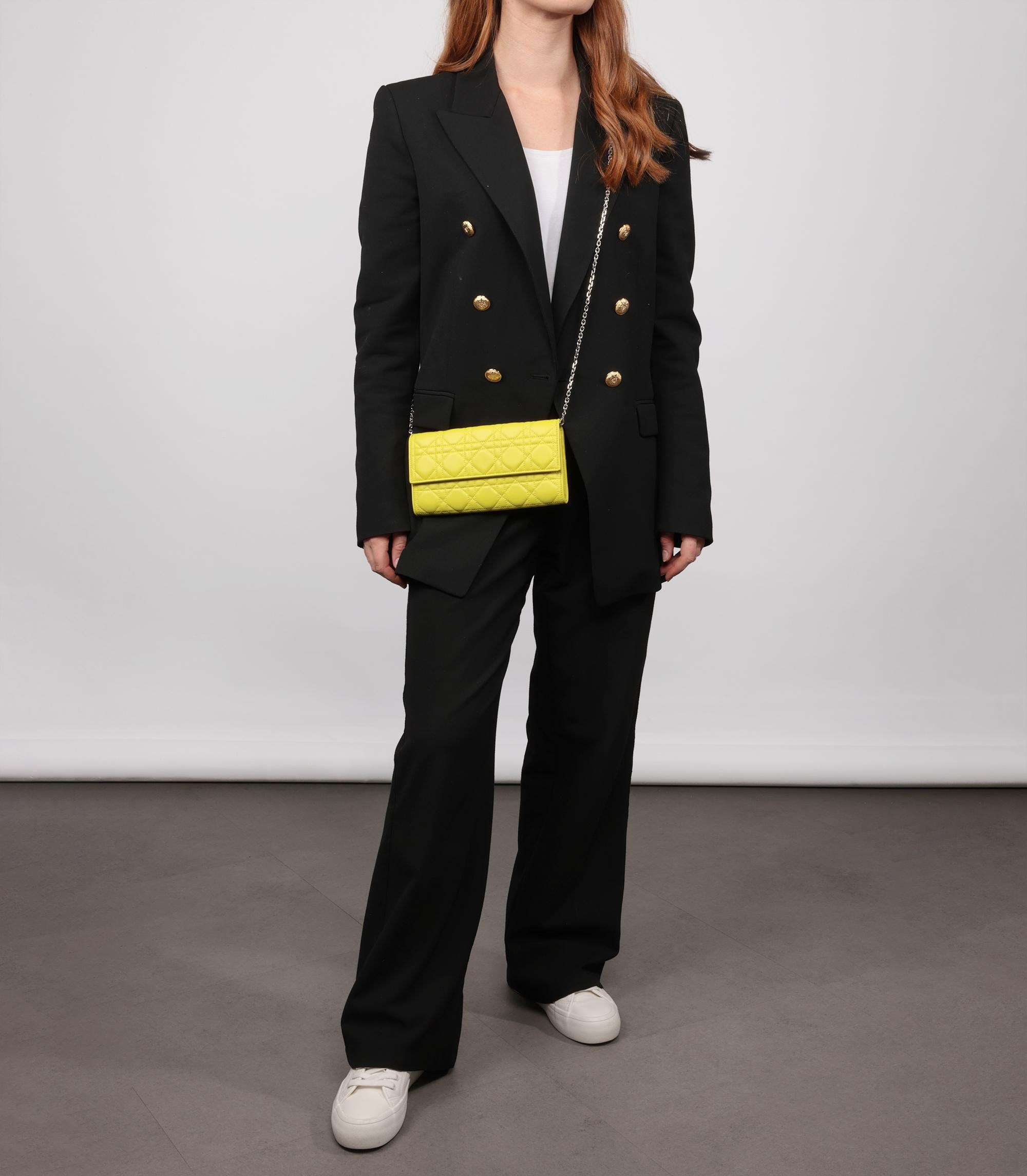 Christian Dior Lime Cannage Quilted Lambskin Lady Dior Wallet-on-Chain

Product Details
Xupes Ref: CB1363
Brand: Christian Dior
Model: Lady Dior Wallet-on-Chain
Type: Clutch, Shoulder, Crossbody
Serial Number: 02-LU-1103
Age: 2013
RRP: