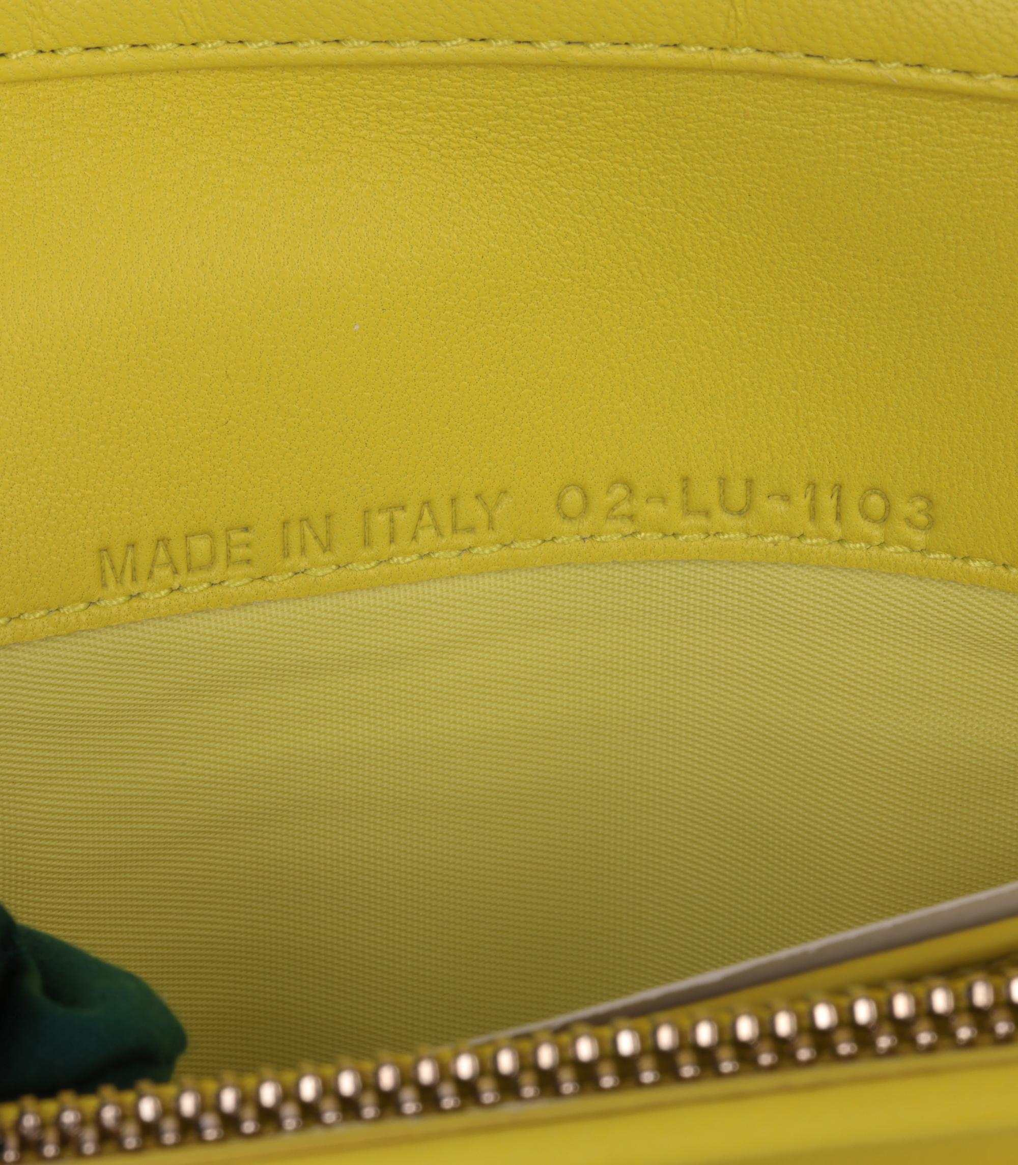 Christian Dior Lime Cannage Quilted Lambskin Lady Dior Wallet-on-Chain 4