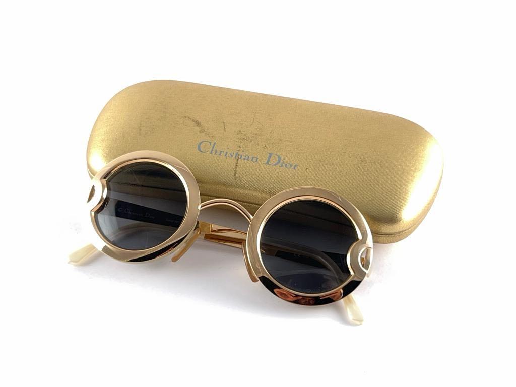 Christian Dior Limited Edition 2918 40 Round Gold Sunglasses, 1980s    For Sale 1