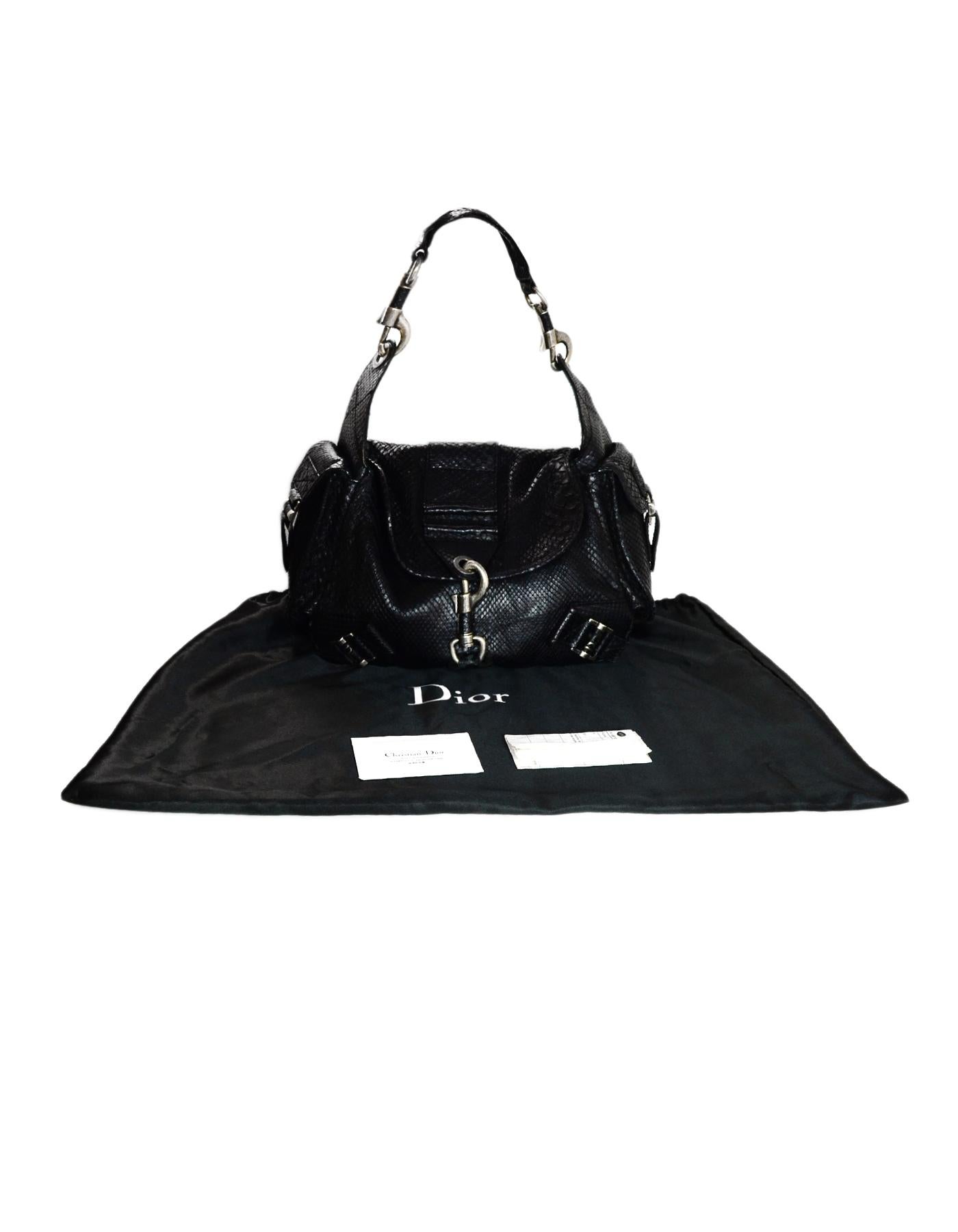 Christian Dior Limited Edition Black Python Shoulder Bag w/ Side Pockets 6
