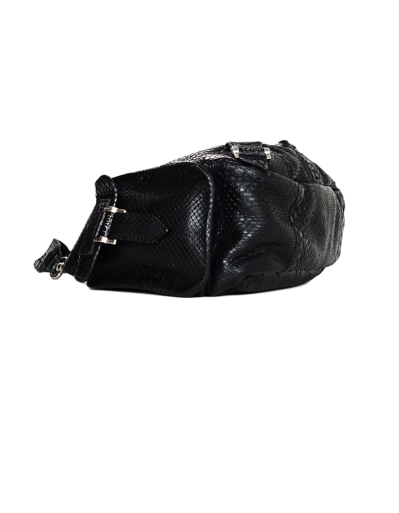 Women's Christian Dior Limited Edition Black Python Shoulder Bag w/ Side Pockets