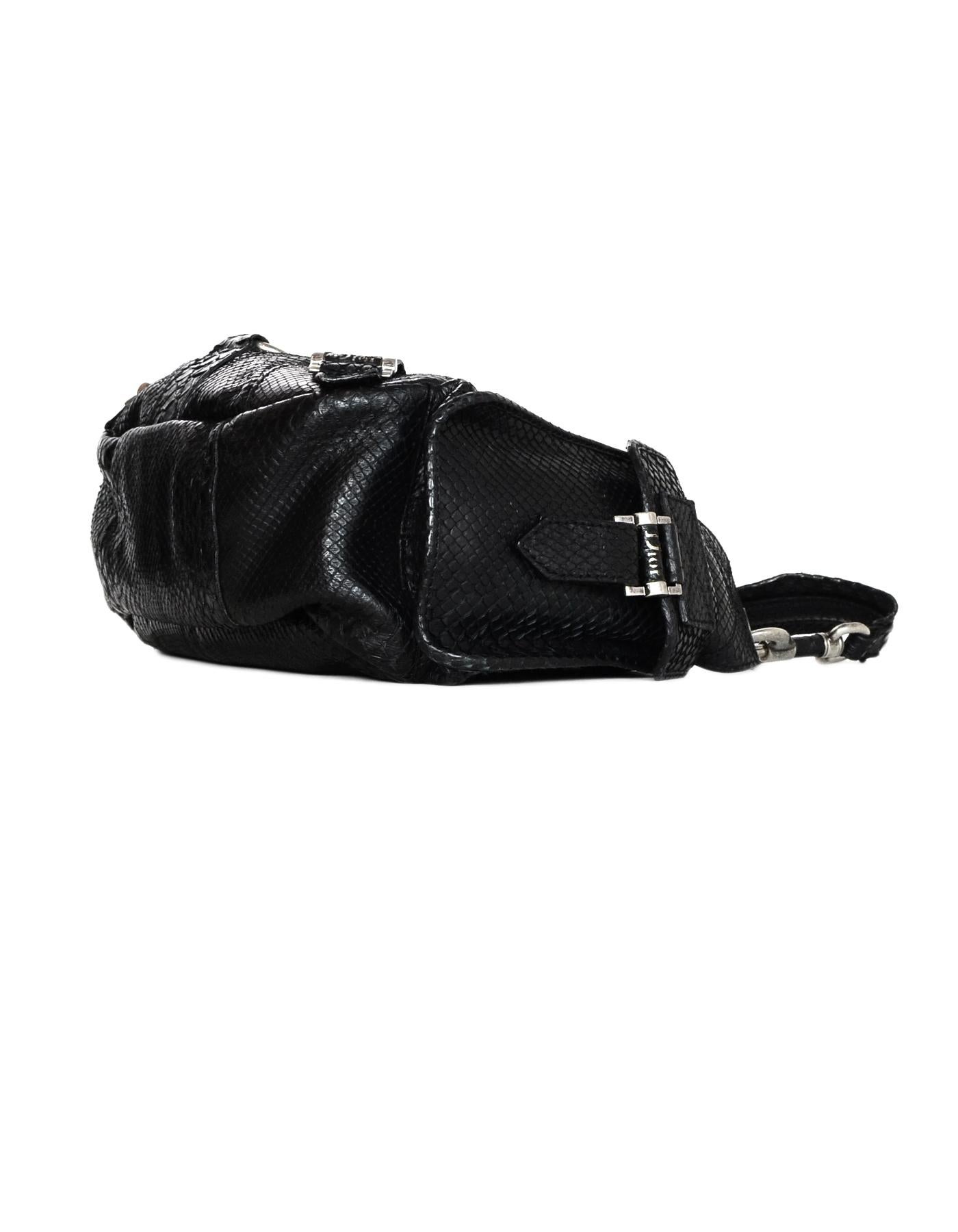 Christian Dior Limited Edition Black Python Shoulder Bag w/ Side Pockets 1