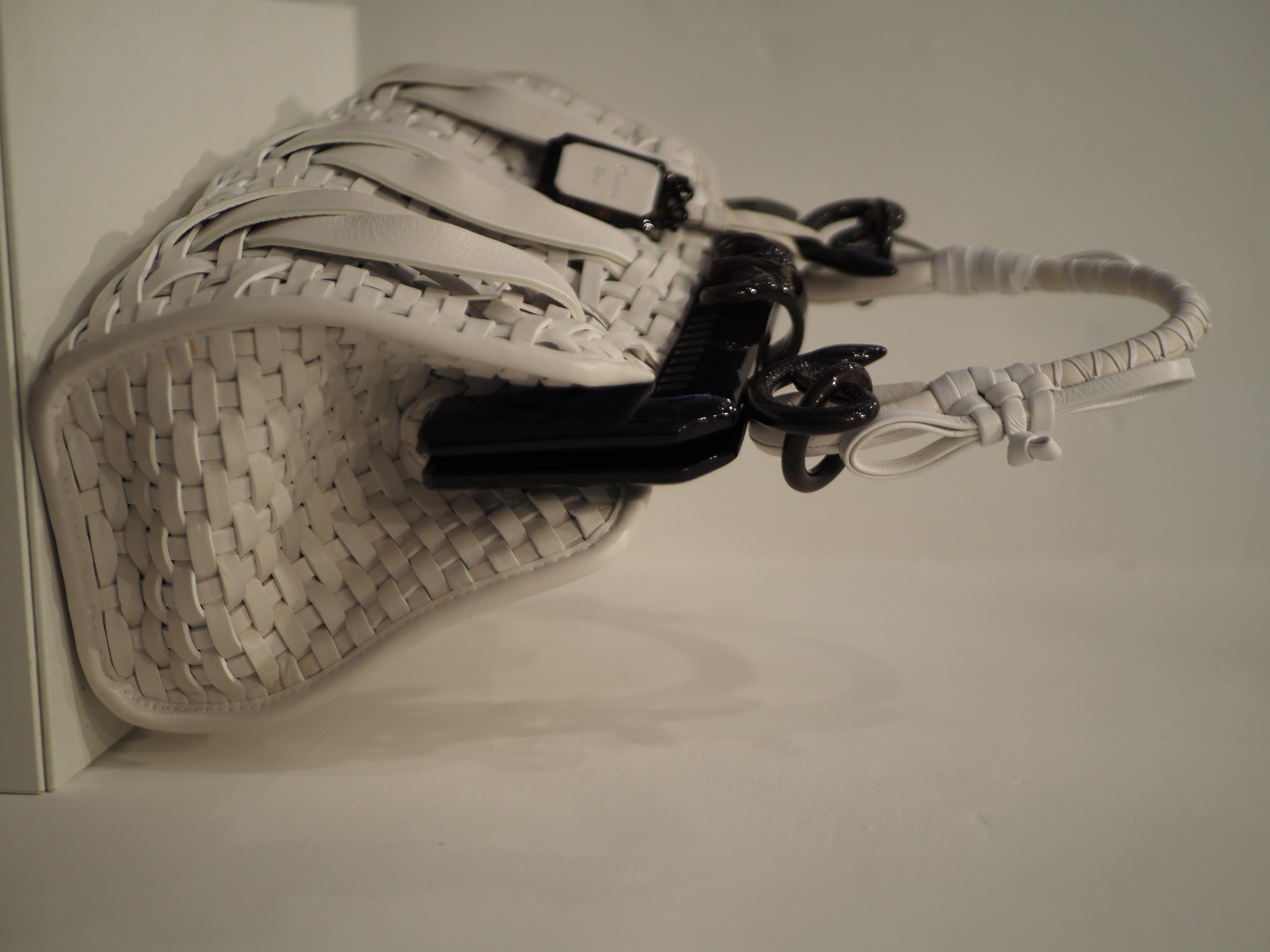 Christian Dior Limited Edition white and black samourai handle bag NWOT 6