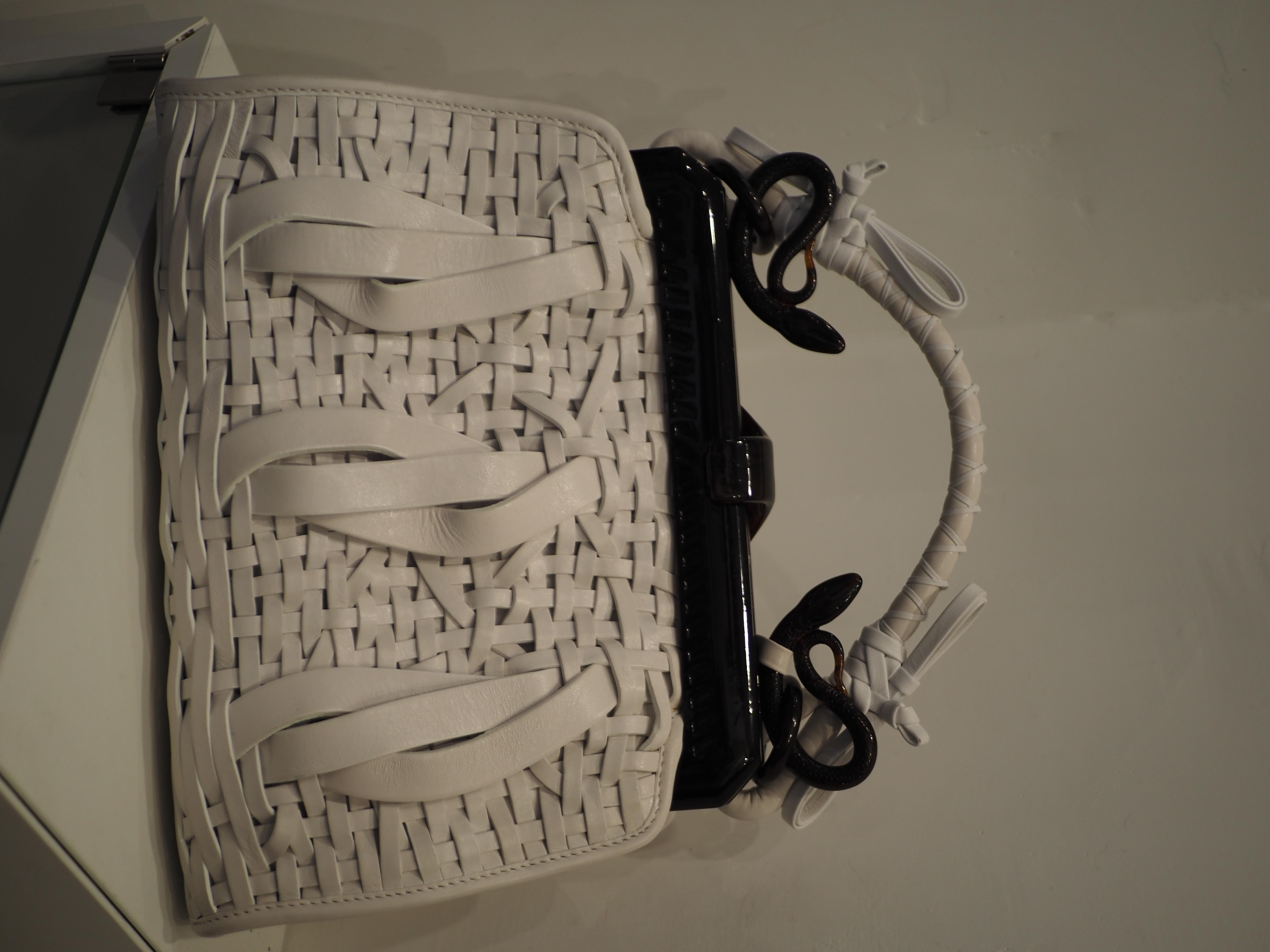 Christian Dior Limited Edition white and black samourai handle bag NWOT 7