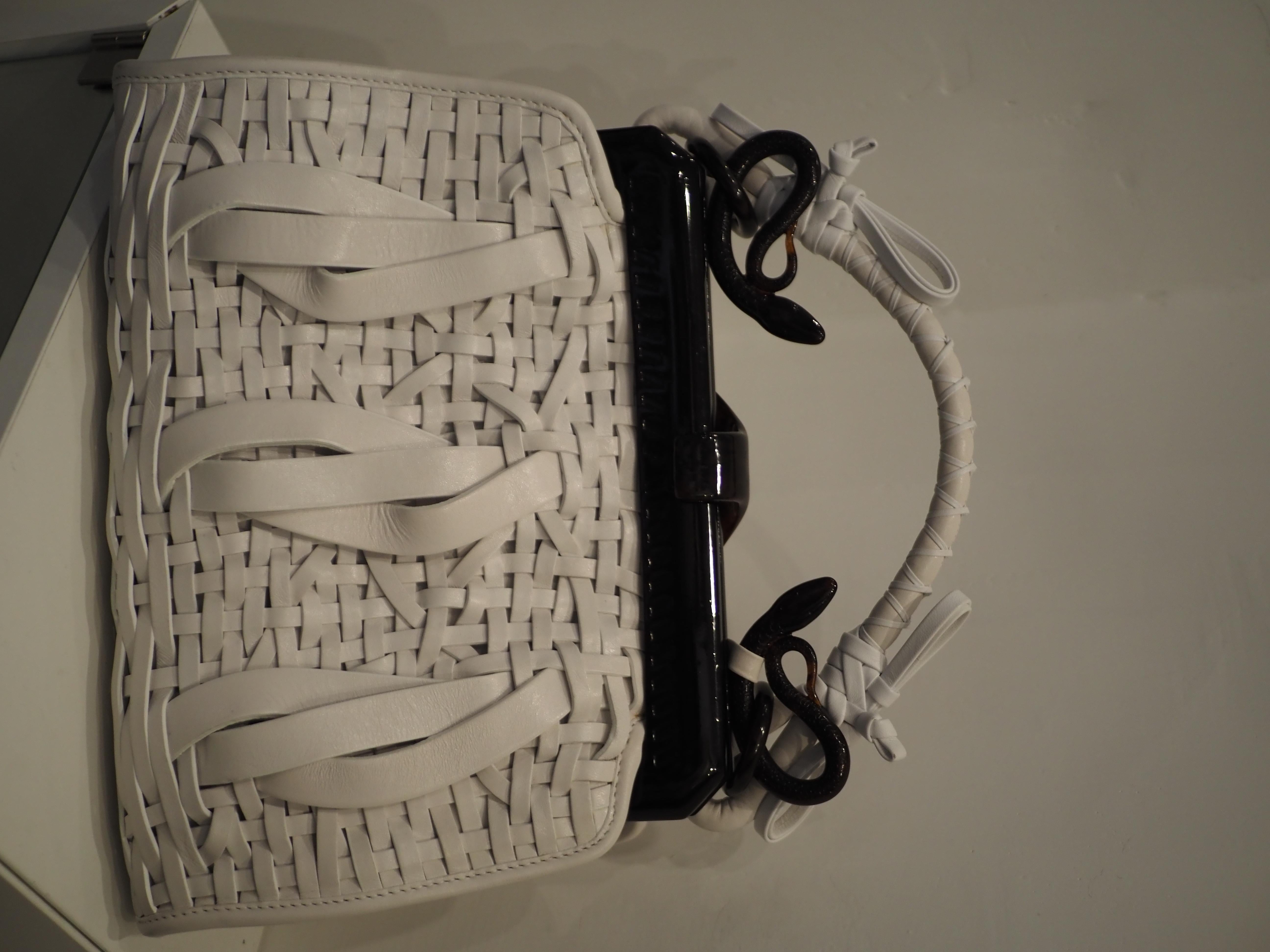 Christian Dior Limited Edition white and black samourai handle bag NWOT 8