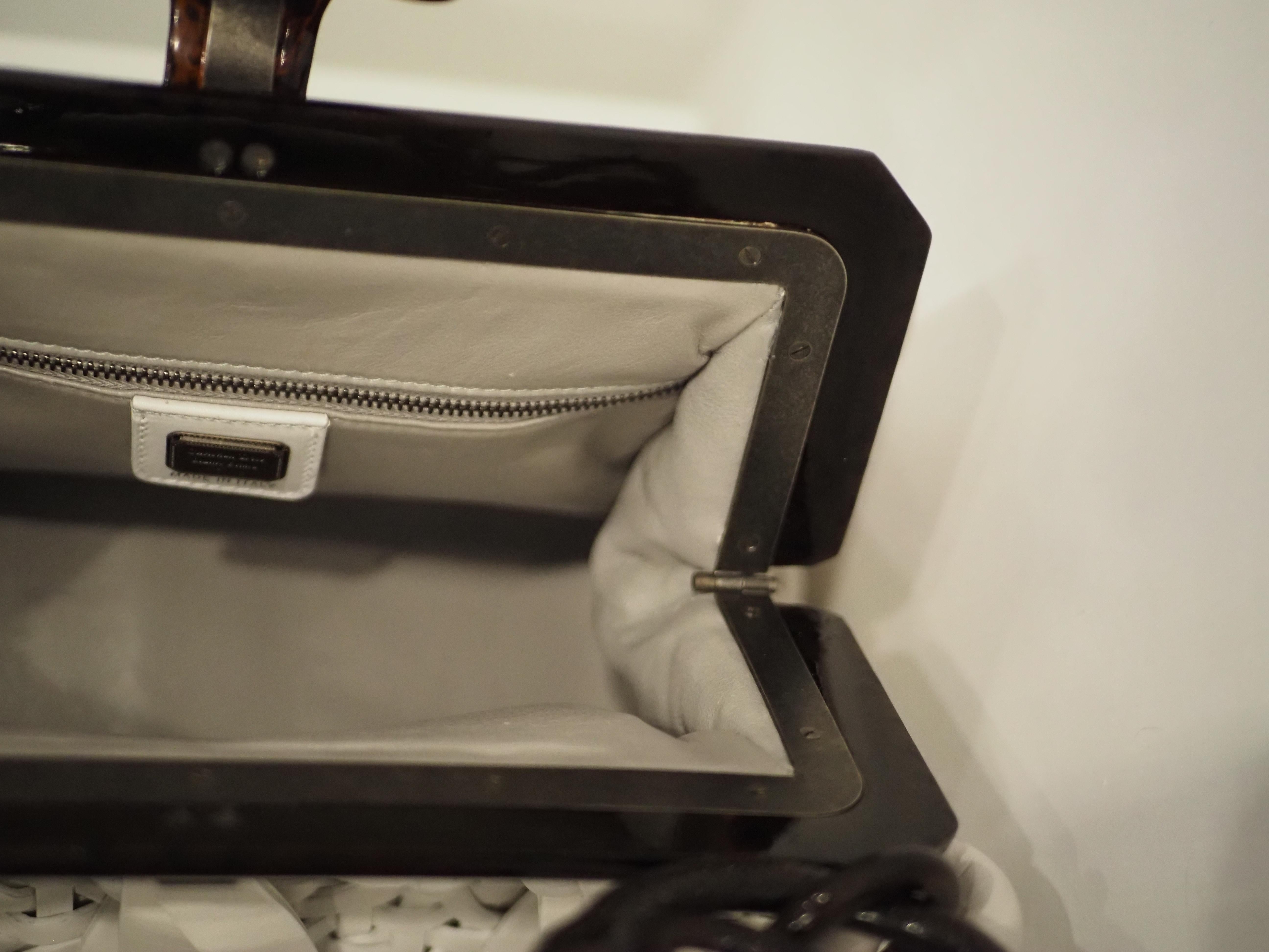 Christian Dior Limited Edition white and black samourai handle bag NWOT 15