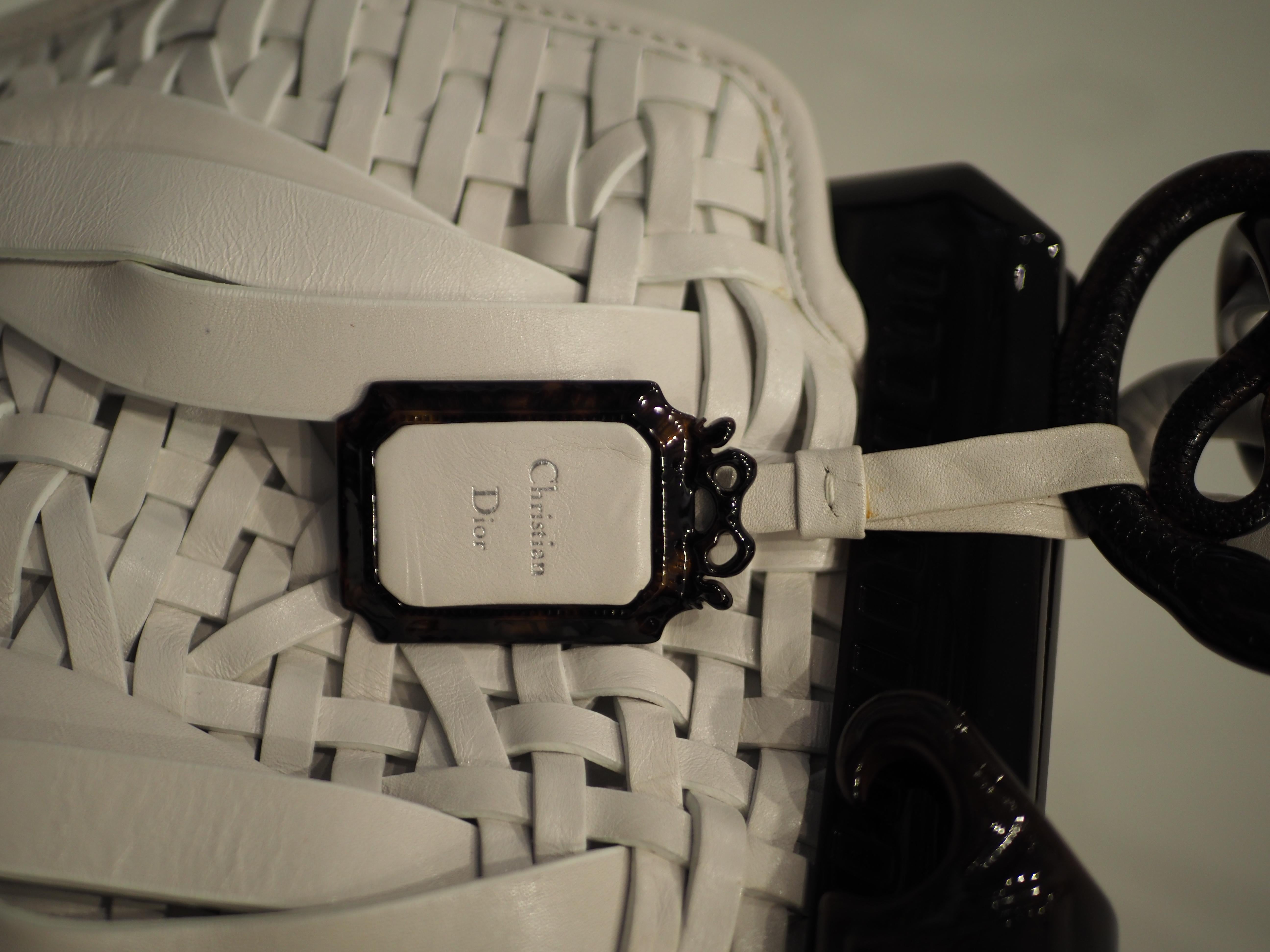 Gray Christian Dior Limited Edition white and black samourai handle bag NWOT