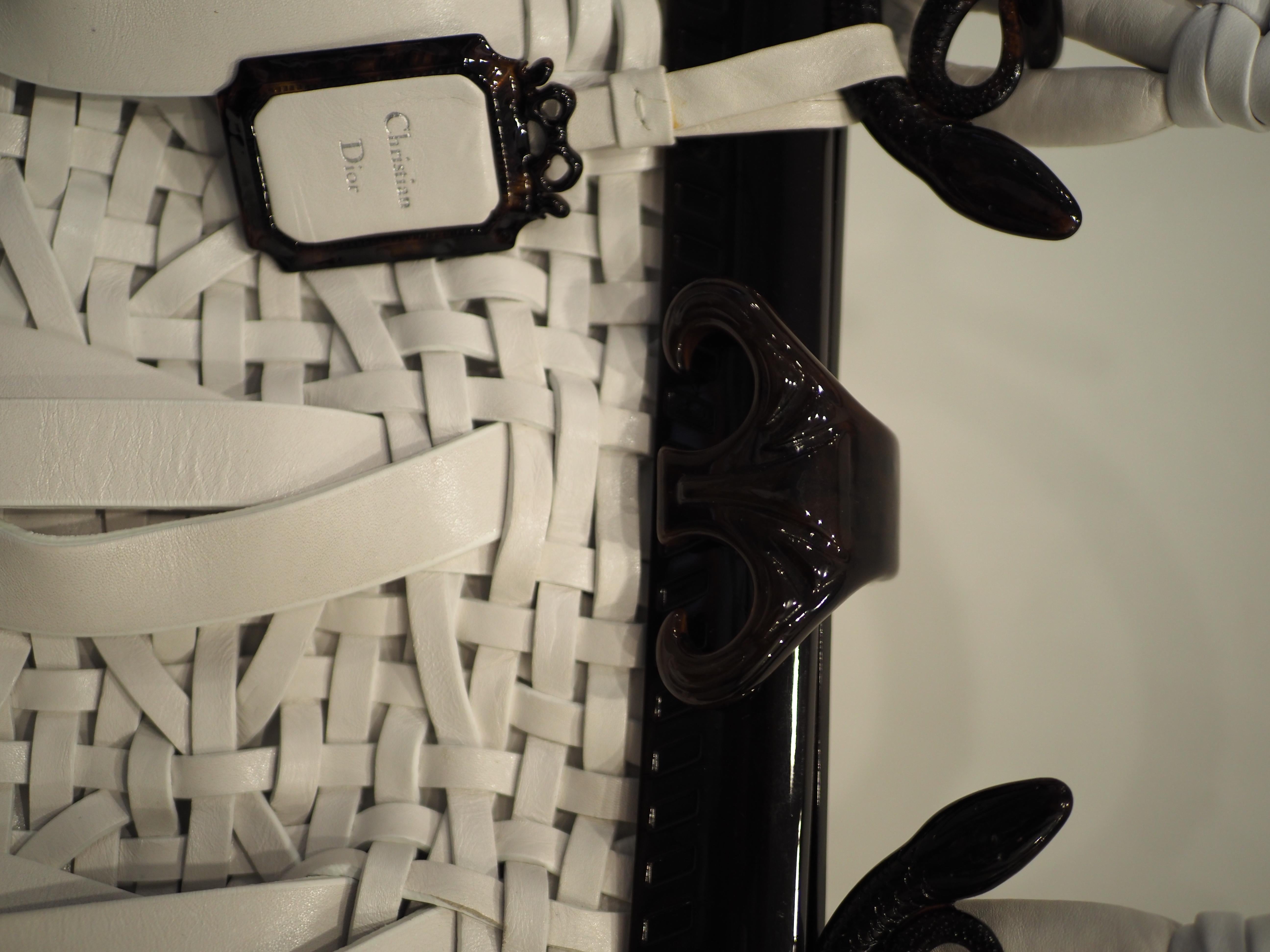 Christian Dior Limited Edition white and black samourai handle bag NWOT 3
