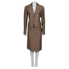 Christian Dior Linen Suit Jacket & Skirt FR44 XXL